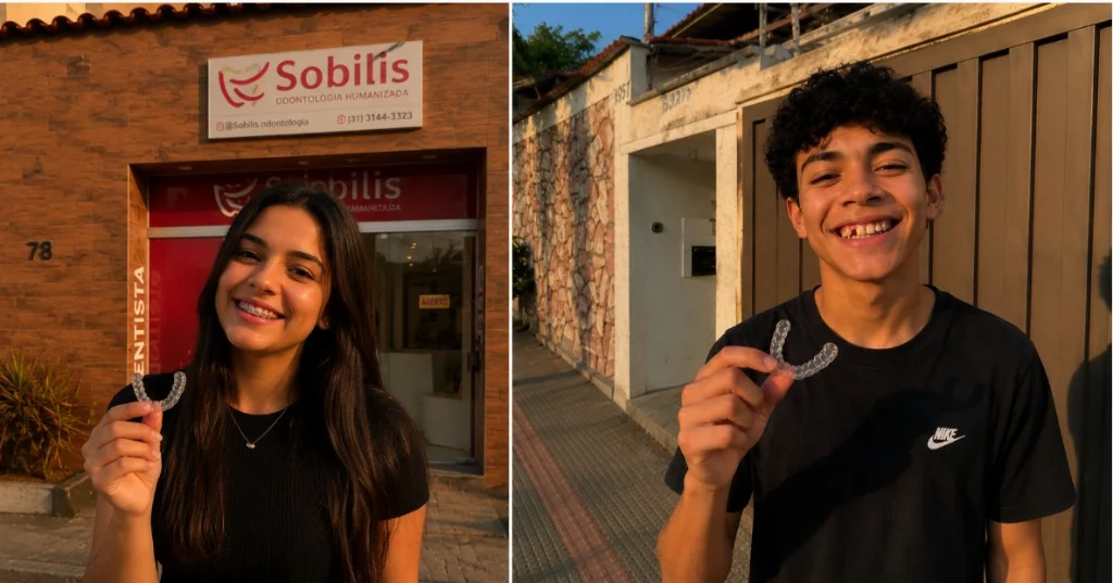 Aparelho fixo e alinhador invisível na Sobilis — paciente com braquetes na clínica em Itapoã, Belo Horizonte