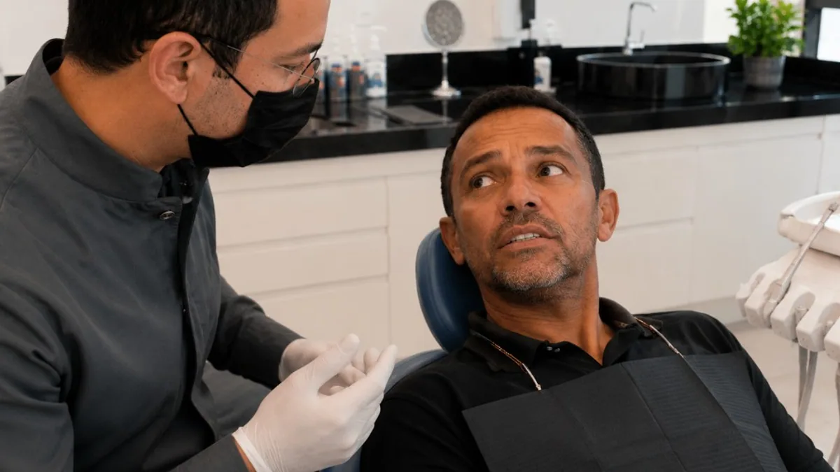 Dr. Franklin Araújo avaliando paciente para clareamento dental em Itapoã BH — Sobilis Odontologia