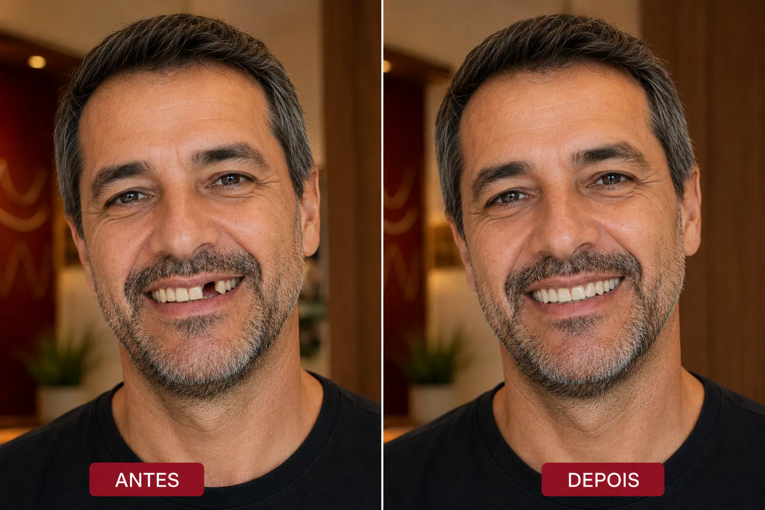 Transformação do sorriso com implante — Sobilis Odontologia Humanizada, Itapoã, Belo Horizonte